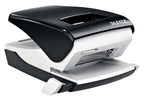 Leitz Starker Büro Locher aus Metall, Für 40 Blatt, Anschlagschiene mit Formatangaben, Ergonomisches Design, schwarz, 51380095