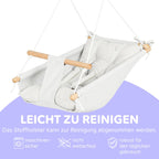 Leinwand Baby Hängematte Schaukel von Cateam - Hängende Schaukel aus Holz für Baby mit Sicherheitsgurt und Montageteilen. Baby Hängemattenstuhl Geburtstagsgeschenk. (Elfenbein)