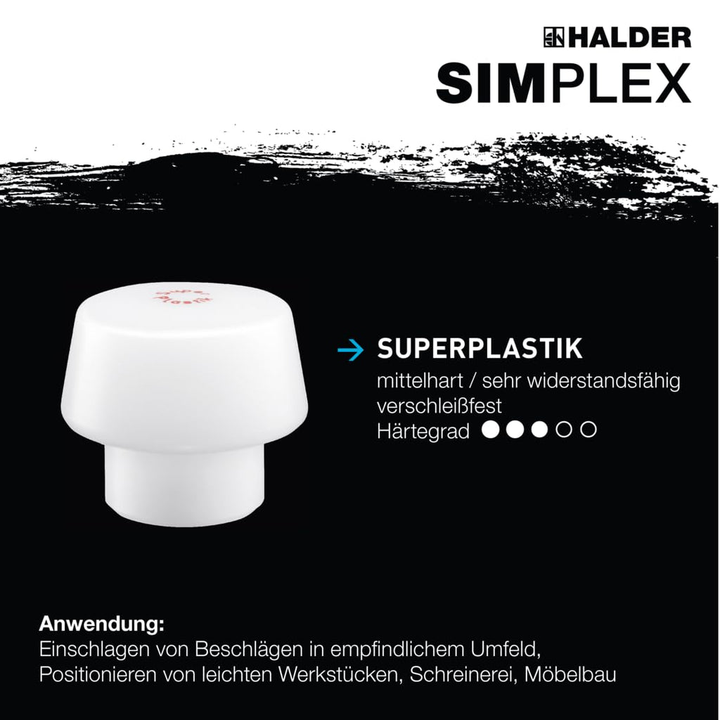 SIMPLEX-Schonhammer, TPE-soft/Superplastik; mit Tempergussgehäuse und hochwertigem Holzstiel | D=50 mm | 3017.051
