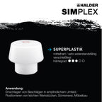 SIMPLEX-Schonhammer, TPE-soft/Superplastik; mit Tempergussgehäuse und hochwertigem Holzstiel | D=50 mm | 3017.051