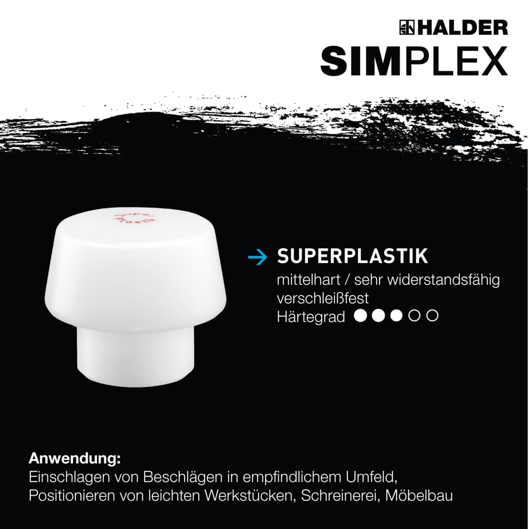 SIMPLEX-Schonhammer, TPE-soft/Superplastik; mit Tempergussgehäuse und hochwertigem Holzstiel | D=50 mm | 3017.051
