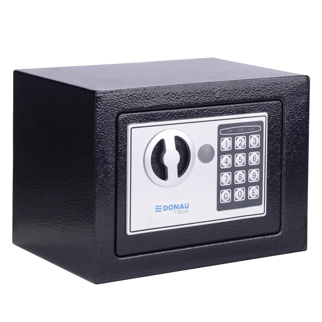 DONAU TECH Digitaler Mini Tresor 4,6L / 23 x 17 x 17 cm/Manuell-digitaler Elektronischer Safe Klein Möbeltresor/mit Digitaler Passwort & 2 Sicherheitsschlüssel Tresor/Schwarz