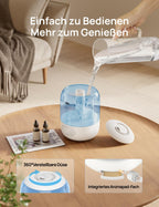 Dreo Luftbefeuchter für Schlafzimmer, kühler Nebel Luftbefeuchter für Haus und großen Raum, leiser Luftbefeuchter für Baby, Nachtlicht, ätherisches Diffusor, schnelle Ultraschall Luftbefeuchter
