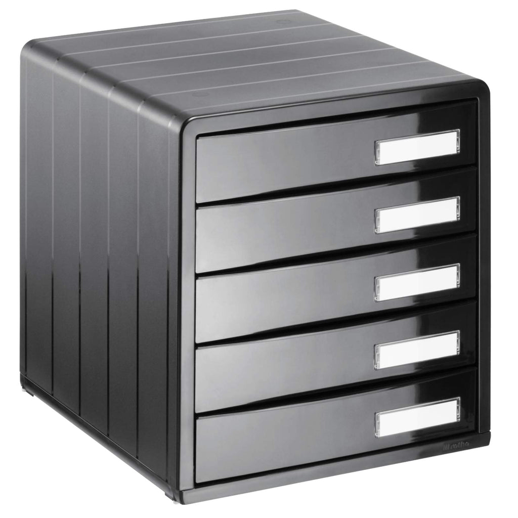 Rotho Timeless Schubladenbox / Bürobox mit 5 Schüben, Kunststoff (PS) BPA-frei, anthrazit, (34.5 x 29.0 x 32.0 cm)