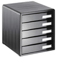 Rotho Timeless Schubladenbox / Bürobox mit 5 Schüben, Kunststoff (PS) BPA-frei, anthrazit, (34.5 x 29.0 x 32.0 cm)
