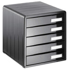 Rotho Timeless Schubladenbox / Bürobox mit 5 Schüben, Kunststoff (PS) BPA-frei, anthrazit, (34.5 x 29.0 x 32.0 cm)