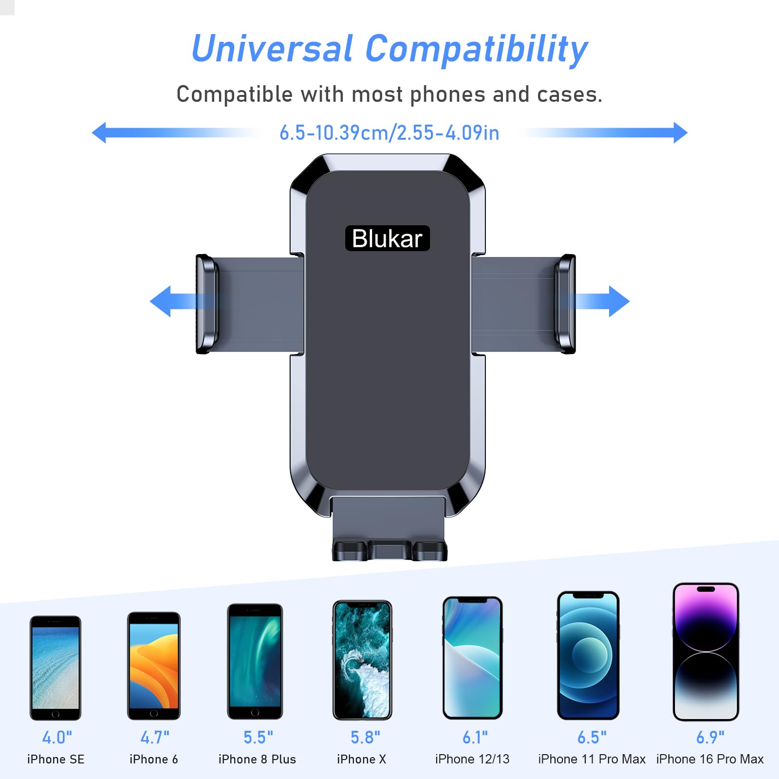 Blukar Handyhalterung Auto, [Upgrade Saugnapf] Handyhalter für Autos Armaturenbrett & Windschutzscheibe, 360° Drehbar KFZ Handy Halterung mit EIN-Knopf-Release für iPhone, Galaxy, Mate usw.