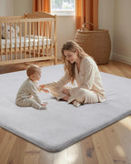 Favodormir Dicke Krabbelmatte Baby 120×120×3cm,Schaumfüllung Teppich Spielmatte Baby,Rutschfester Unterseite&Weicher Kurzflor, Pflegeleicht,Teppich Kinderzimmer,Spielmatten Für Laufgitter,Grau