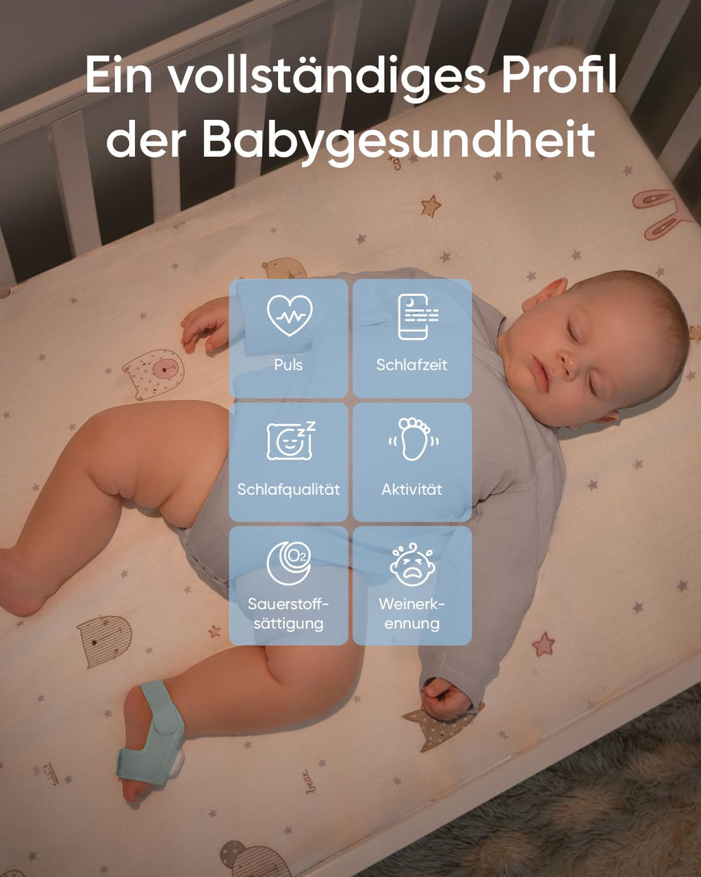 eufy Baby S340 Smart Sock Babyphone, 2,4 GHz WLAN, Schwenk- & Neigefunktion, Ohne Monatliche Gebühren