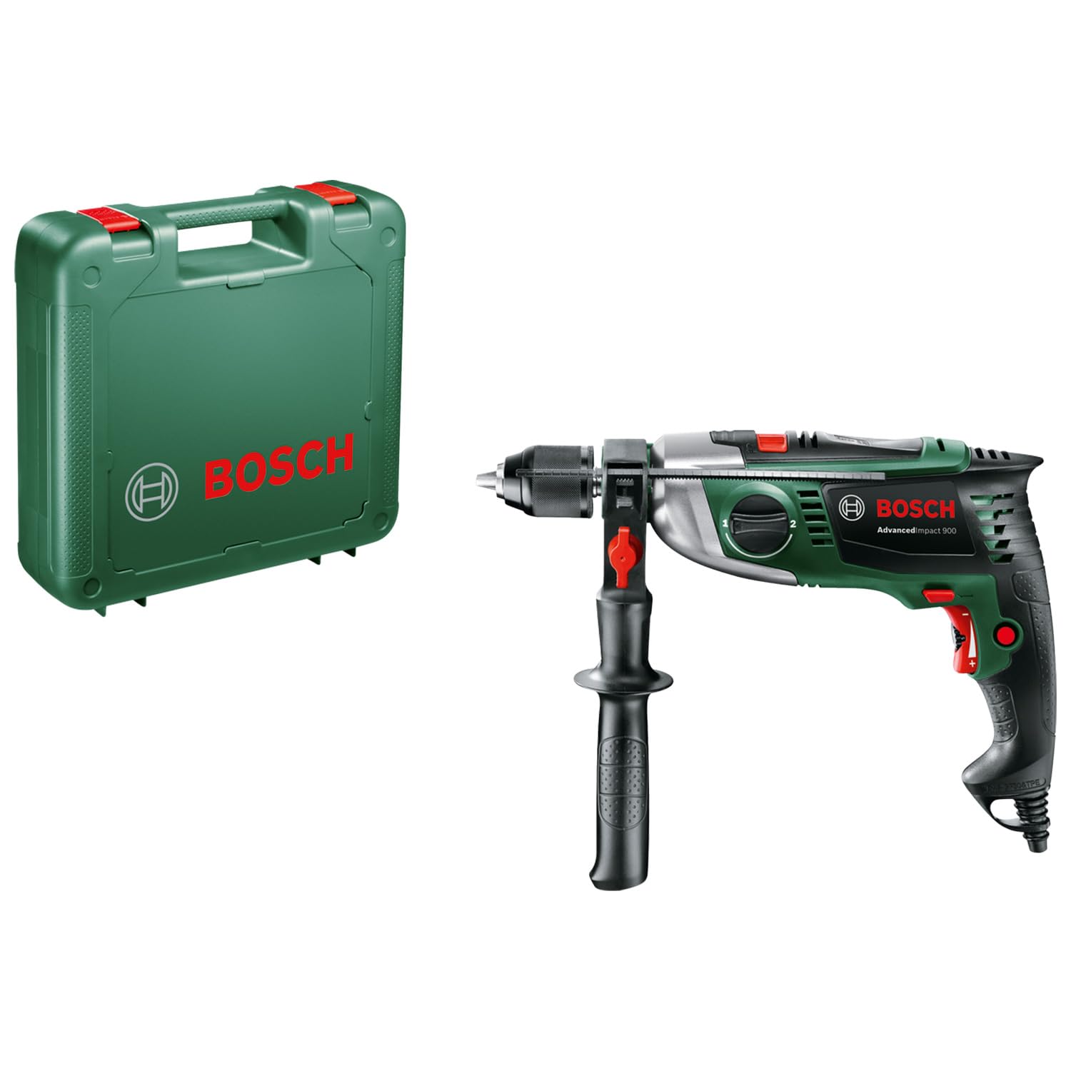 Bosch Schlagbohrmaschine AdvancedImpact 900 (Zusatzhandgriff, Tiefenanschlag, Koffer, 900 Watt)