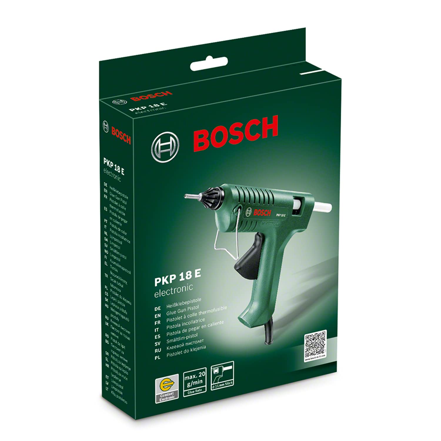 Bosch Klebepistole PKP 18 E (1x extralange Düse, Schmelzkleber, 240 Volt)