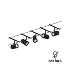 Paulmann 94469 CorDuo Seilsytem Set Cup DC max. 5x10 Watt erweiterbar Schwarz matt Kunststoff, Metall GU5,3 Drahtseilsystem ohne Leuchtmittel