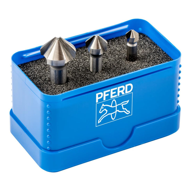 PFERD TOOLS HSS Kegel-/Entgratsenker-Set, 3-tlg. | 90°, Ø 6,3-16,5 mm, DIN 335 C | 25202152 - zum Versenken von 90°-Schrauben