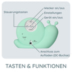 Alecto BC100BUNNY - pädagogischer Schlaftrainer, Nachtlicht und Wecker, Hase (Minzgrün)