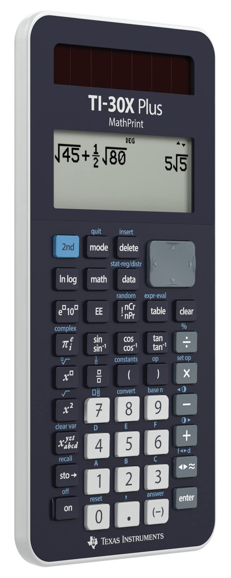TEXAS INSTRUMENTS TI-30X Plus MathPrint Wissenschaftlicher Schulrechner (für SEK I und II, 4-zeilig, Solar- und Batteriebetrieb) Dunkelblau