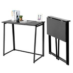 MEUBLE COSY Klapptisch Kleiner Klappbarer Schreibtisch Laptoptisch aus Holz und Metall Computertisch fürs Büro, Wohnzimmer, Home Office, Industrie-Design, Schwarz