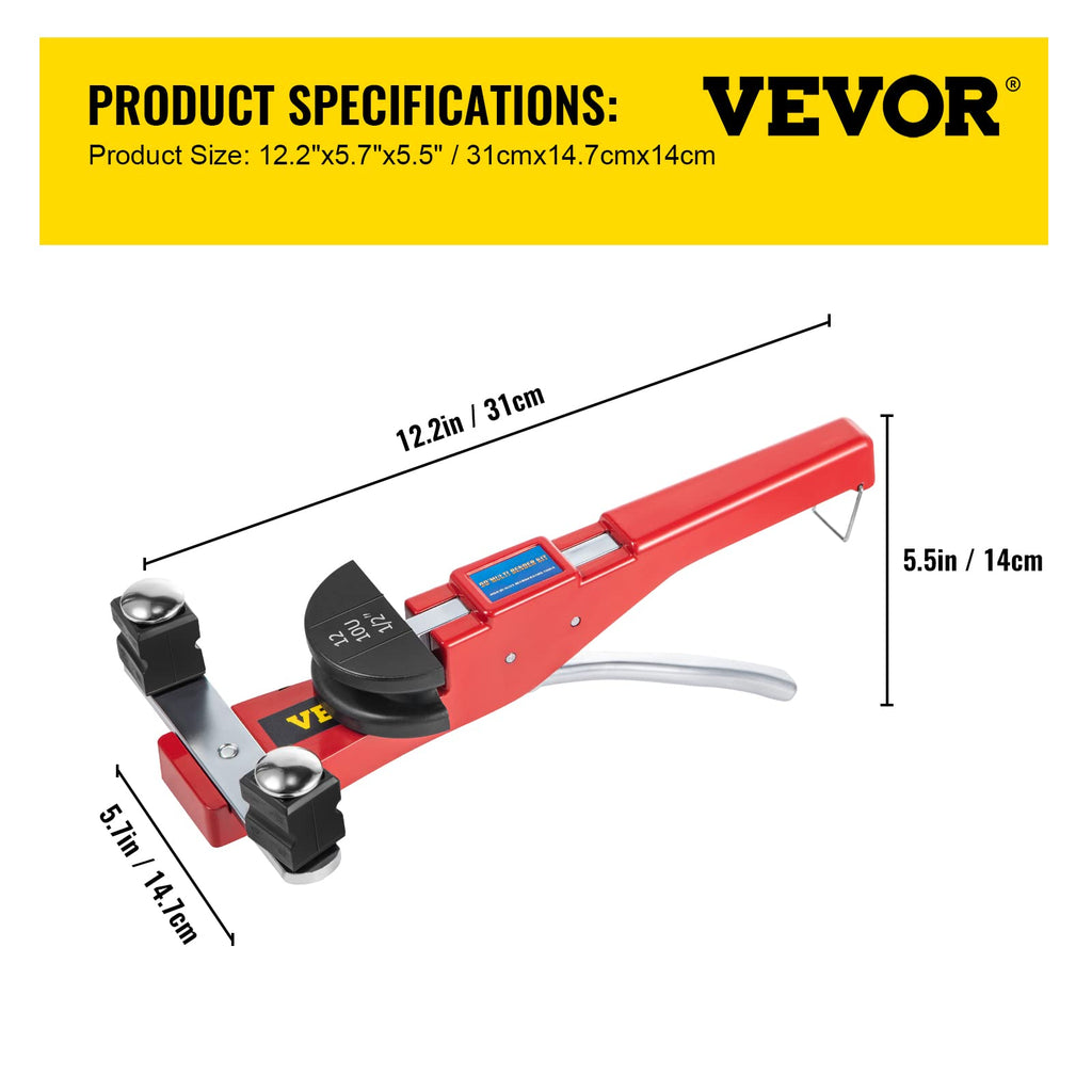 VEVOR Rohrbieger, 7 Matrizen 1/4-7/8 Zoll 6-22 mm Ratschen-Rohrbiegegerät-Set, 90°-Handrohrbieger mit Rückbiegevorsatz, 10 KN Biegekraft Handbiegemaschine