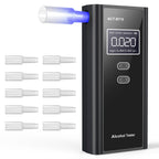 Milduall Alkoholtester Polizeigenau, Professioneller Alkoholmessgerät mit digitaler LCD-Anzeige Promillemessgerät Atemalkoholtester mit 10 Mundstücken, Gradgenauigkeit für Outdoor Patry