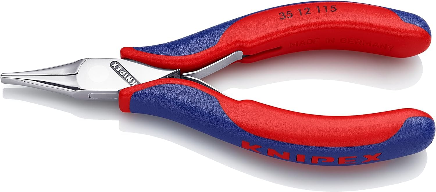 KNIPEX Elektronik-Greifzange mit durchgestecktem Gelenk mit Mehrkomponenten-Hüllen 115 mm, 35 12 115