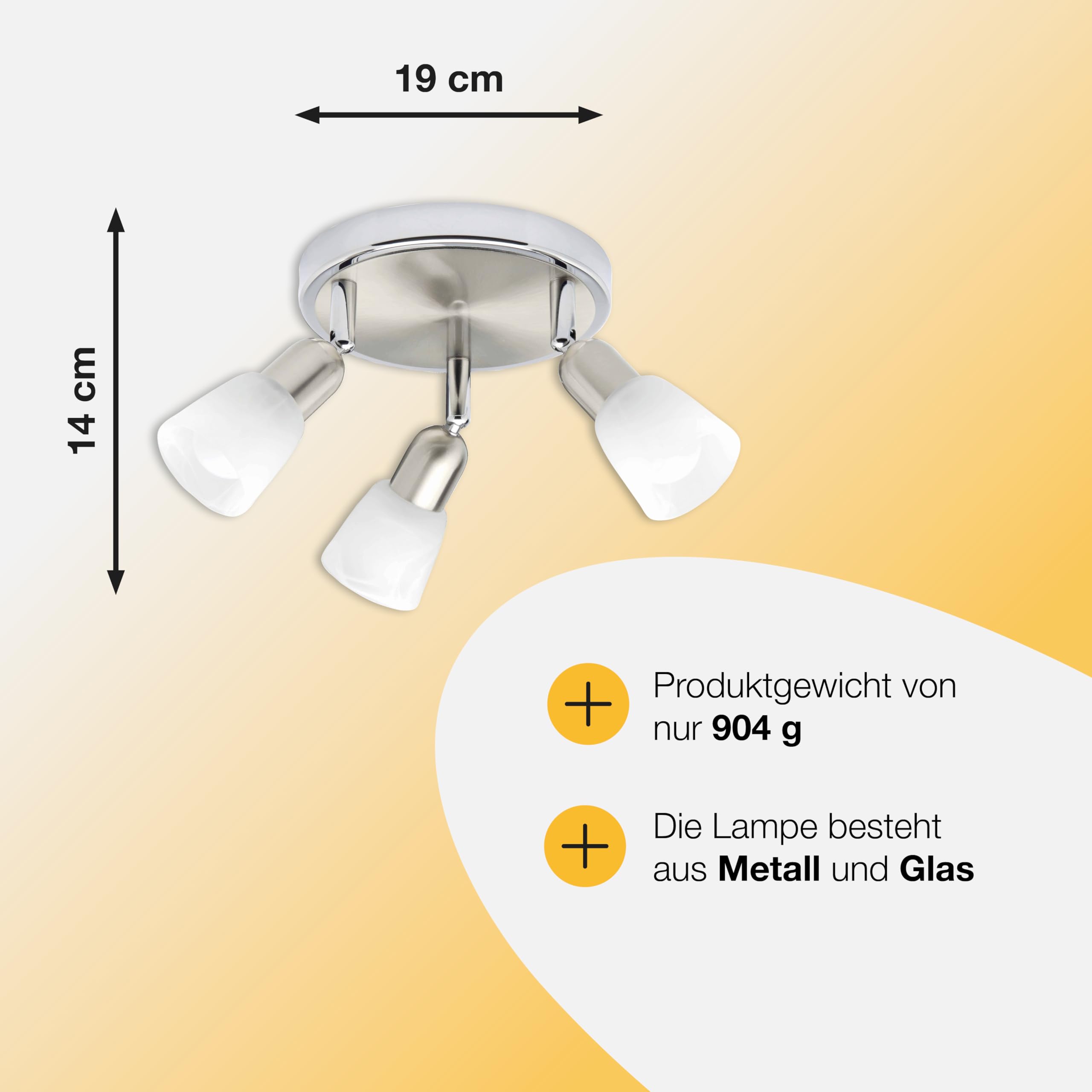 Brilliant Lampe Sofia Spotrondell 3flg eisen/chrom/weiß | 3x D45, E14, 40W, geeignet für Tropfenlampen (nicht enthalten) | Köpfe schwenkbar