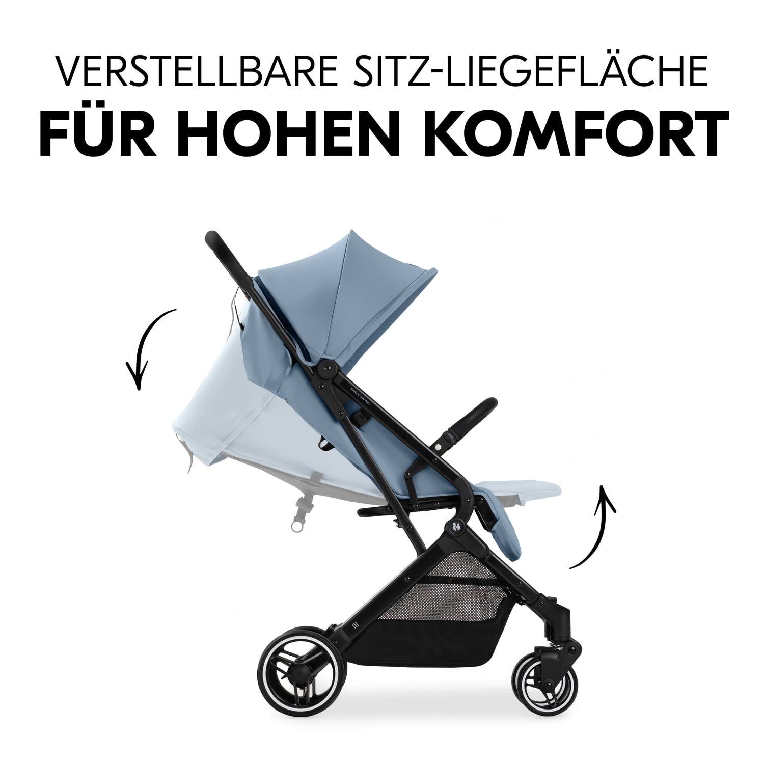 hauck Travel N Care Plus, Dusty Blue - Reisebuggy für Kinder ab Geburt bis 22 kg mit Liegefunktion & Kopfposter - Leicht (7,2 kg) & Einhändig Faltbar - Selbststehend - UPF 50+ & Netzfenster