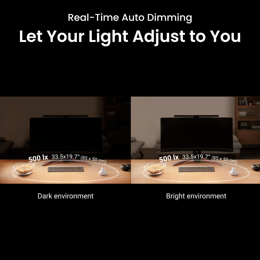 BenQ ScreenBar Pro LED Monitor Lampe – blendfreies Licht, automatisches Ein-/Ausschalten, universelle Klemme, ultrabreite Beleuchtung, einstellbare Farbtemperatur & Helligkeit, Auto-Dimmen, Schwarz