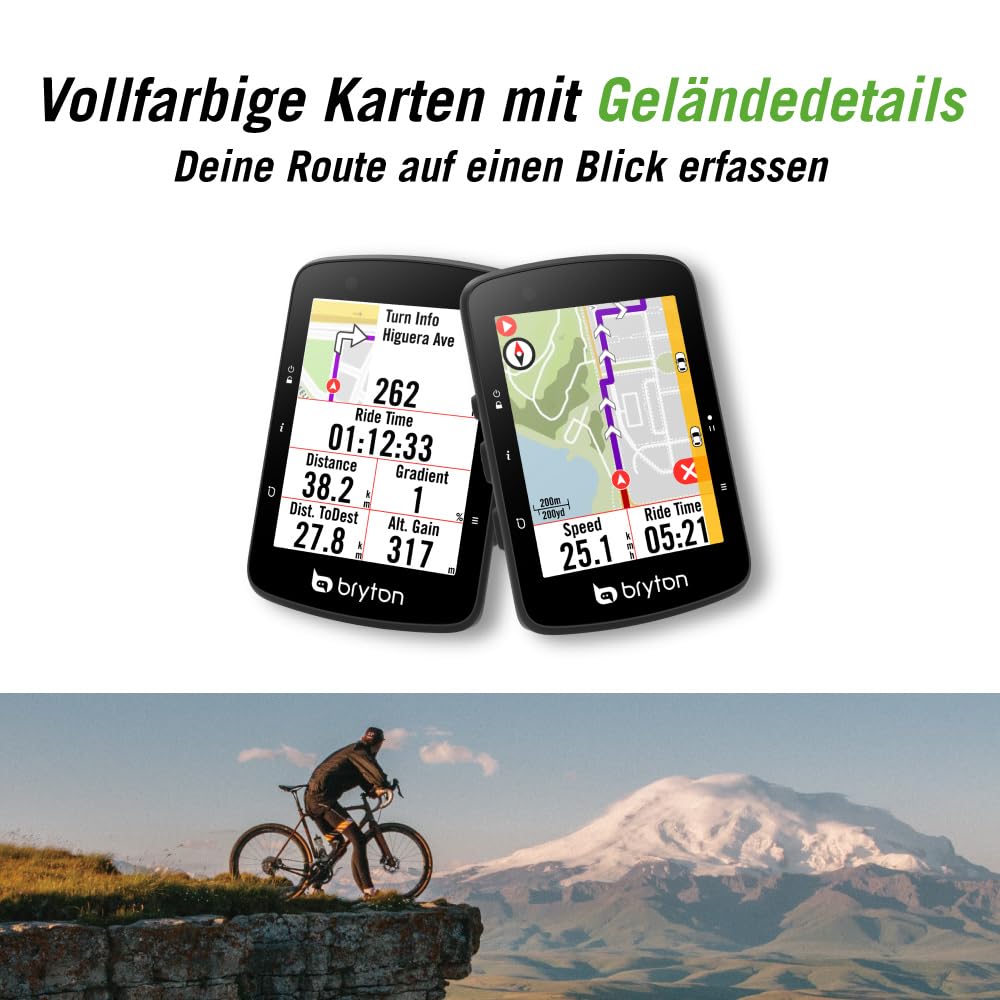 Bryton Rider 650 GPS-Fahrradcomputer, 2,8" Farb-Touchscreen, bis zu 33 Stunden Akkulaufzeit, vorinstallierte Europakarten, Abbiegen-Navigation, automatische Helligkeitsanpassung, ANT+/BLE