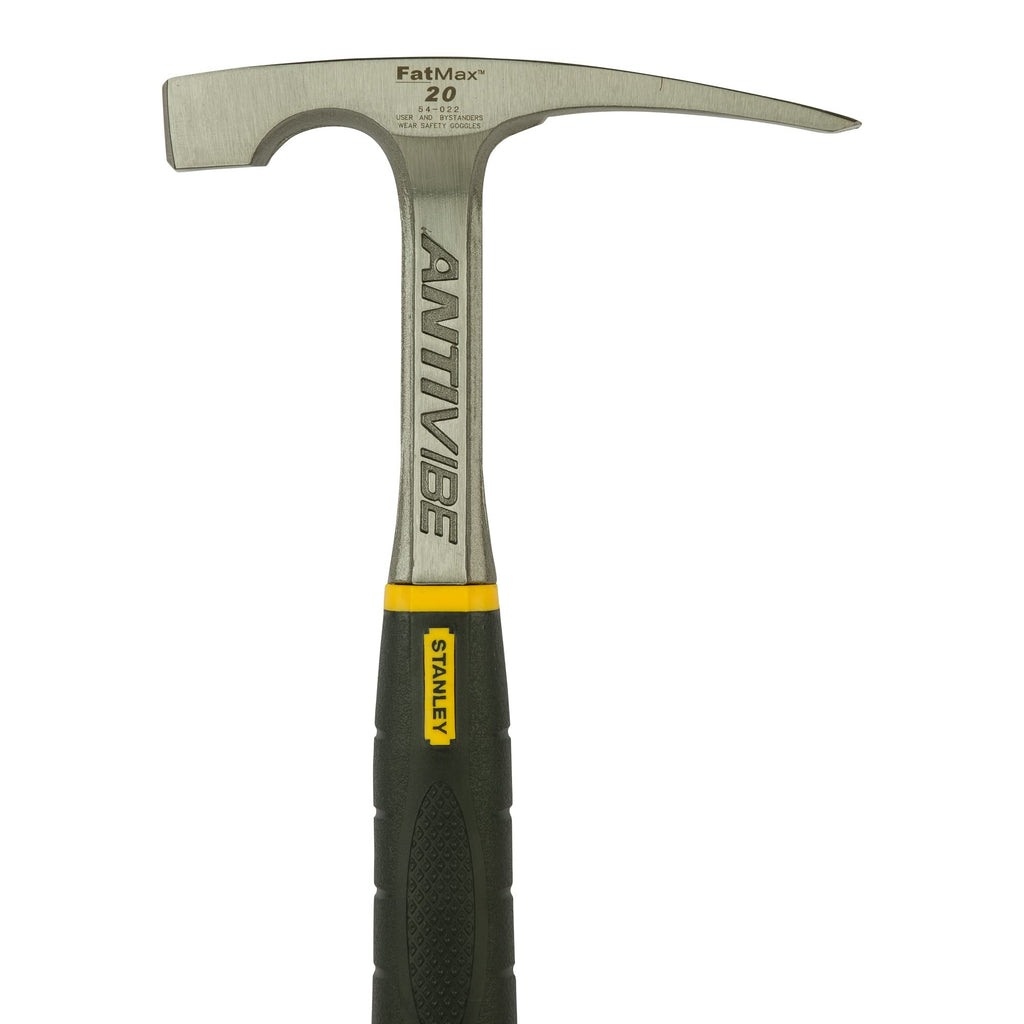 STANLEY Maurerhammer Antivibe (570 g Kopfgewicht, mit Vibrationsdämpfung, Stahlstiel, thermoplastischer Gummigriff) 1-54-022