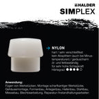 SIMPLEX-Schonhammer, TPE-soft/Nylon; mit Tempergussgehäuse und hochwertigem Holzstiel | D=40 mm | 3018.040