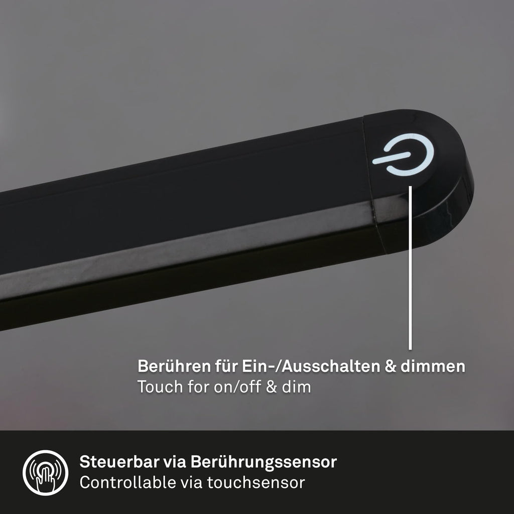 BRILONER – LED Stehlampe dimmbar als Deko im Wohnzimmer und Leselampe, Schwenkbare LED Lampe, Wohnzimmerlampe, Touch, Indirekte Beleuchtung, Schwarz