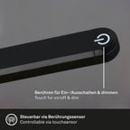 BRILONER – LED Stehlampe dimmbar als Deko im Wohnzimmer und Leselampe, Schwenkbare LED Lampe, Wohnzimmerlampe, Touch, Indirekte Beleuchtung, Schwarz