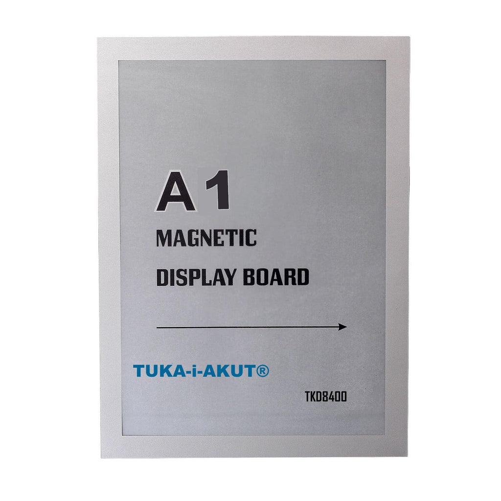 TUKA-i-AKUT 5st. A1 Info-Rahmen Selbstklebend mit Magnetverschluss, Einstecktasche Infotasche Blatthalter, Schnelles Wechseln von Aushängen, Aufklappbarer Magnetrahmen Farbe Silber, TKD8400-A1-5x