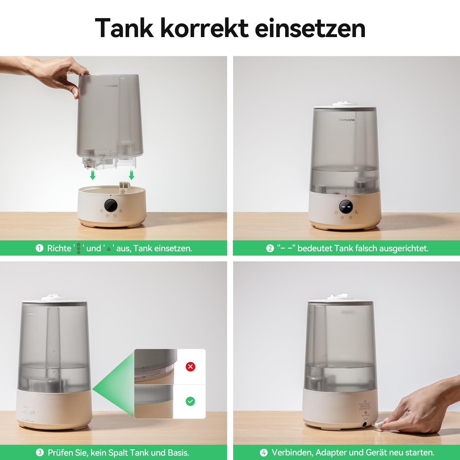Homvana Luftbefeuchter Schlafzimmer Top-Fill, 3.6L 360°Cool Mist 34H Dauerhaft, Ruhig 16dB (SilentSpary Tech) Klein, Luftbefeuchter Pflanzen, Growtent, Pflanzenbefeuchter, Humidifier Plants (Grau)