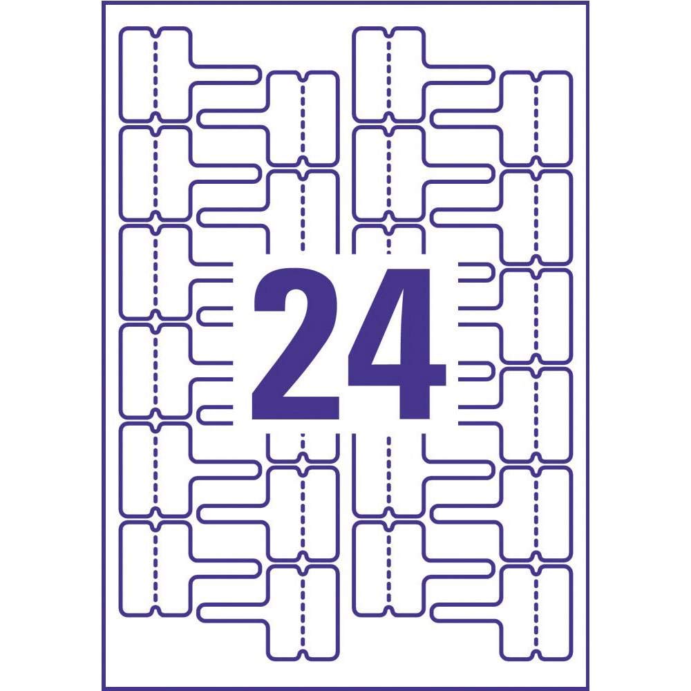 AVERY Zweckform L7950-20 Kabeletiketten (60x40 mm auf DIN A4, Laser, extrem stark selbstklebend, reißfest, bedruckbare Klebefolie ideal zum Kennzeichnen von Kabeln) 480 Aufkleber auf 20 Blatt weiß