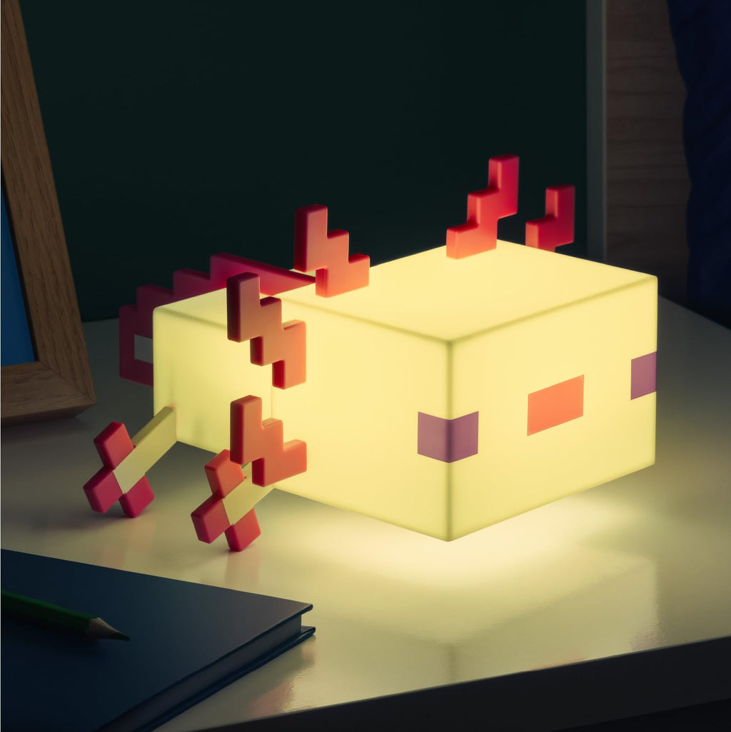 Minecraft Axolotl Lampe - Offiziell lizenziert, Fünf Farbmodi, Minecraft-Lampe für Gaming-Schreibtisch oder Nachttisch, Schlafzimmerdeko, Pink