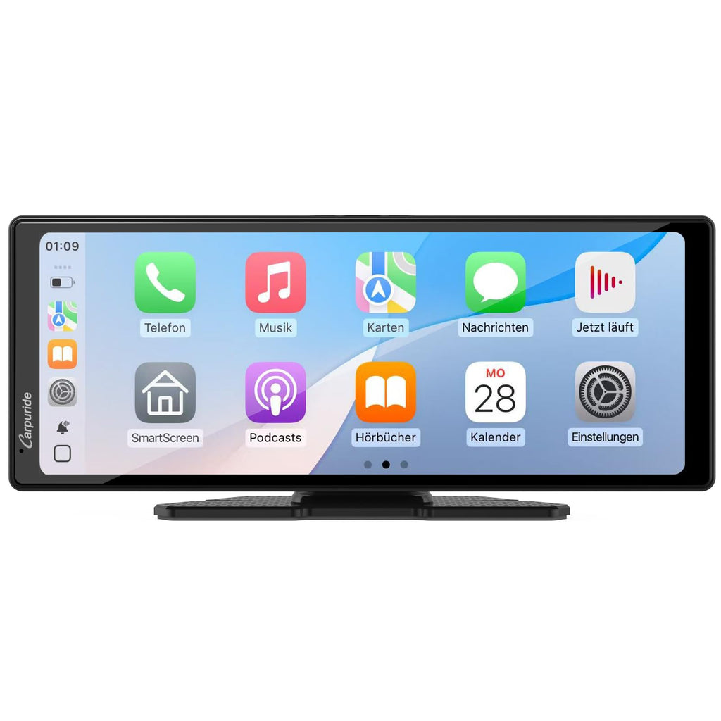 Carpuride V92 Tragbares Autoradio Kabellos Carplay & Android Auto, 10,26 Zoll 1080P HD Touchscreen Radio mit BT 5.0, Mirror Link Halterung Truck RV Armaturenbrett