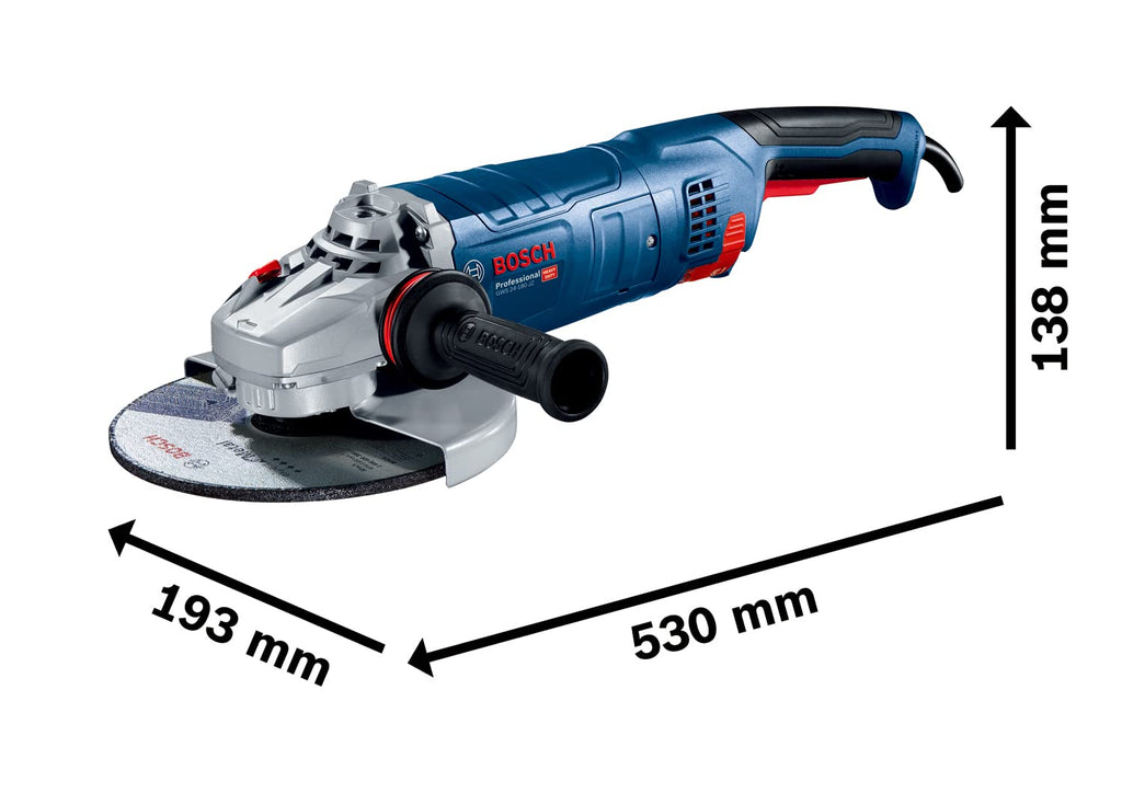 Bosch Professional Winkelschleifer GWS 24-230 JZ (2.400 Watt, inkl. Zweilochschlüssel, Aufnahmeflansch, Spannmutter, Abdeckschutz, Zusatzhandgriff)