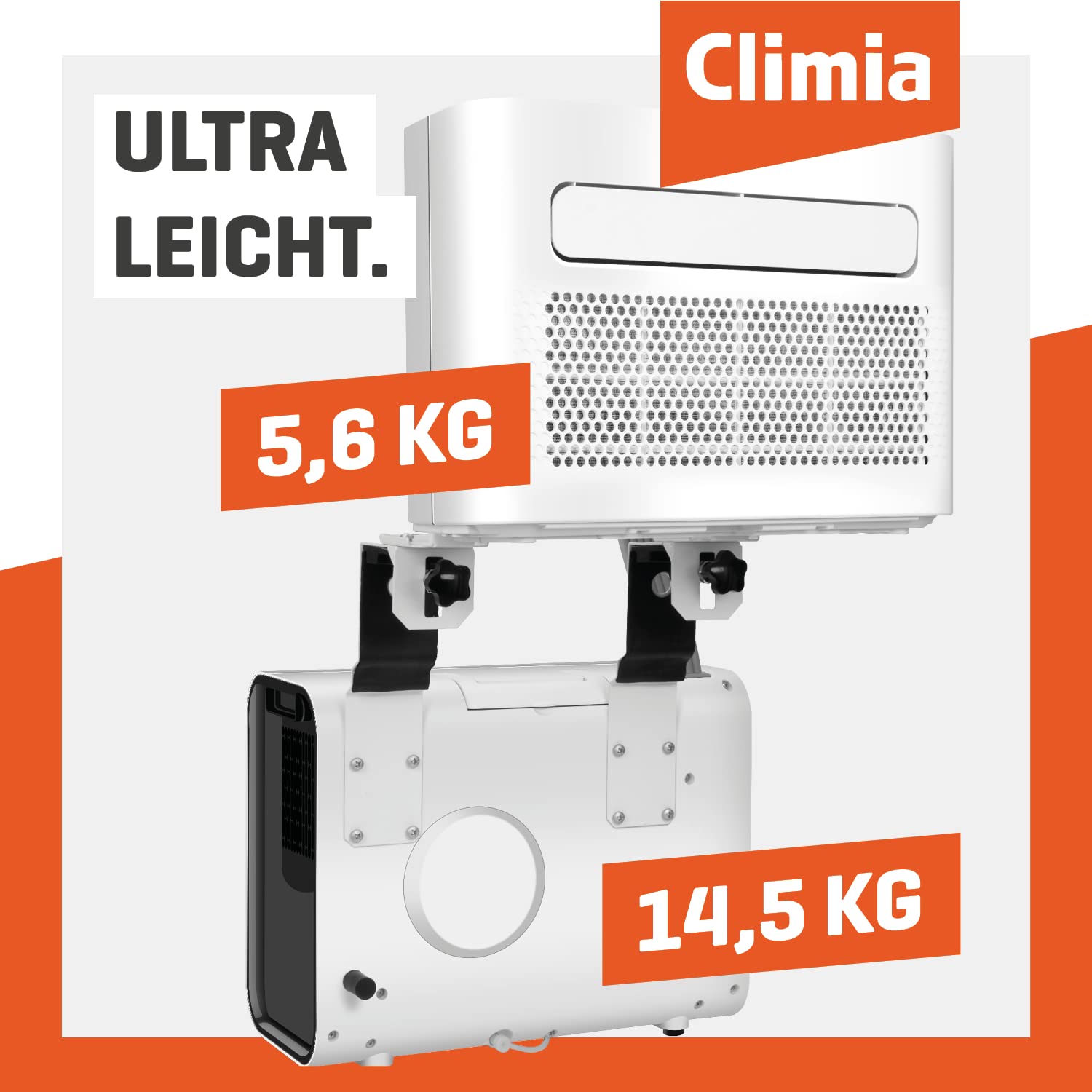 Climia CMK 1500 Note "Gut" auf Vergleich org-Klimaanlage für Wohnwagen bis 15 qm, Split Klimaanlage für Wohnmobil Camping. 5000 BTU/h, Klimagerät zum Entfeuchten, Energieeffiziensklasse A