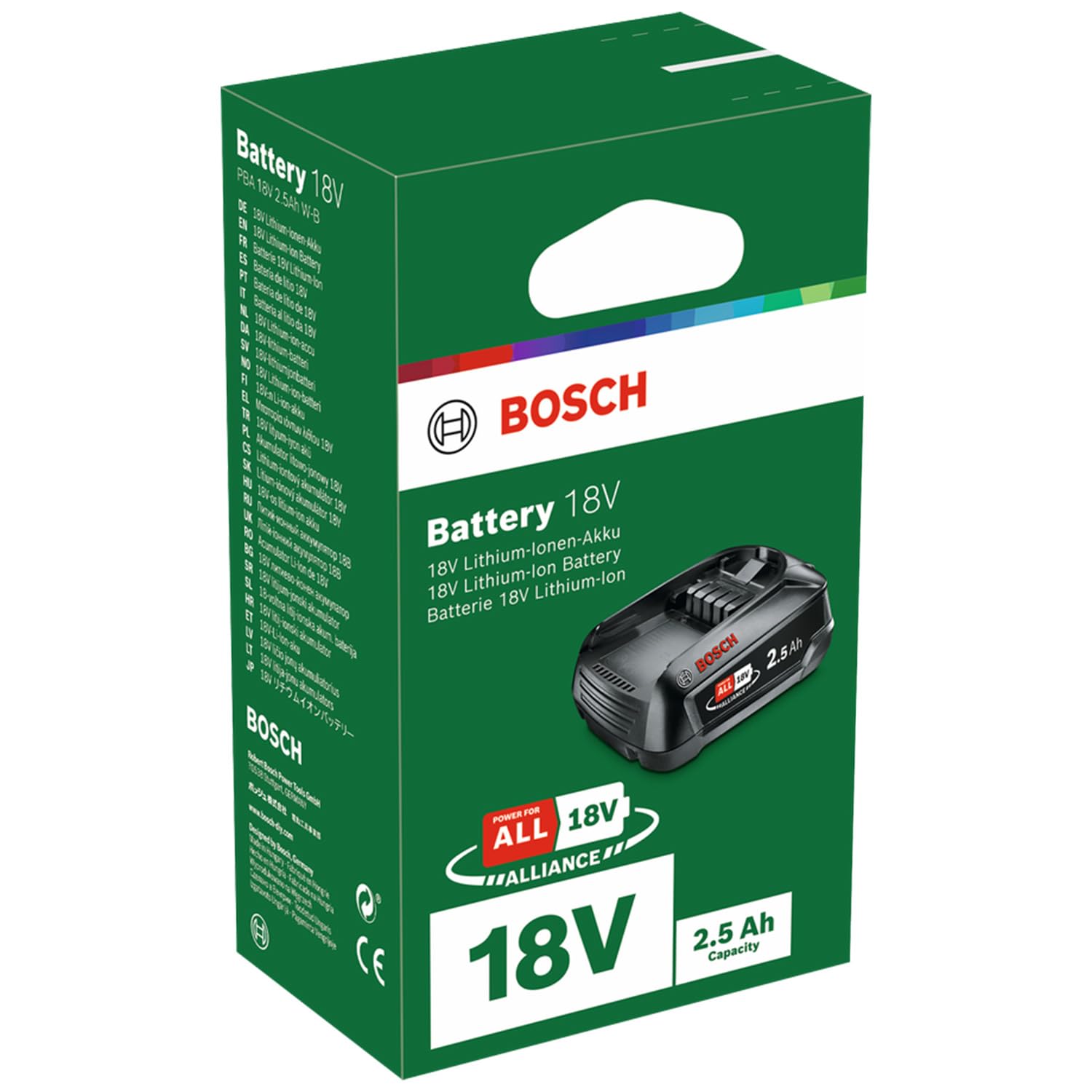 Bosch Ersatz-Akku PBA 18V 2.5Ah W-B (Hohe Kapazität für längere Laufzeit; Kompatibel mit Allen 18V Power for All-Geräten)