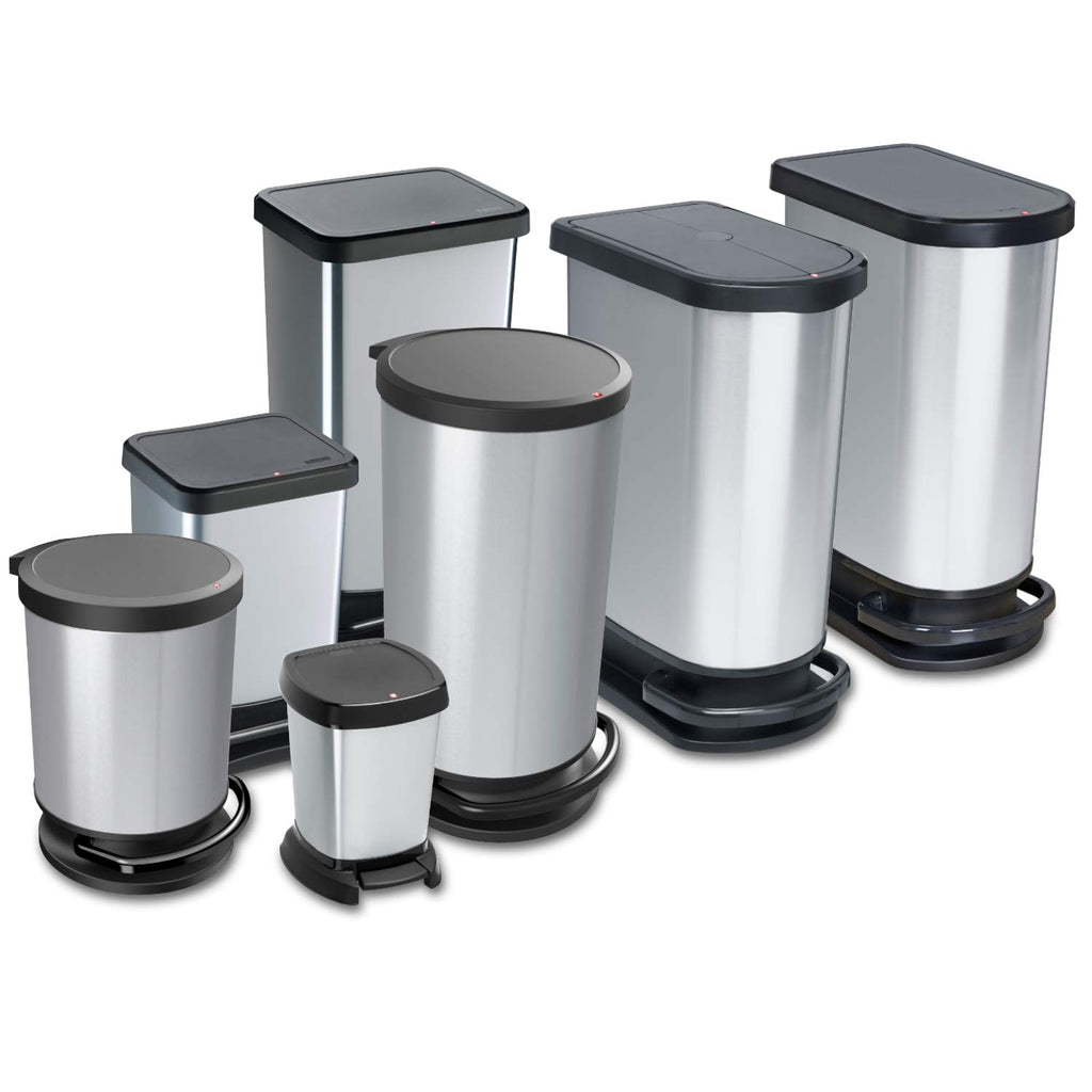 Rotho Paso Mülleimer 20l mit Deckel, Kunststoff (PP recycelt) BPA-frei, rot, 20l (29.3 x 26.6 x 45.7 cm)