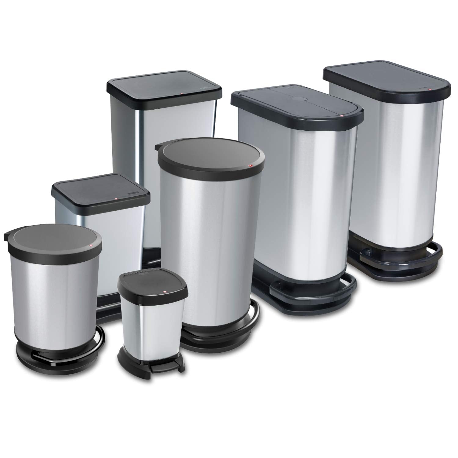 Rotho Paso Mülleimer 20l mit Deckel, Kunststoff (PP recycelt) BPA-frei, rot, 20l (29.3 x 26.6 x 45.7 cm)