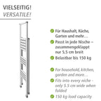 WENKO Leichte Aluminium Trittleiter mit 3 Stufen für 75 cm höheren Stand, rutschsichere XXL-Stufen, Design Klapptrittleiter, TÜV Süd Zertifiziert, 44 x 127 x 5,5 cm, Weiß