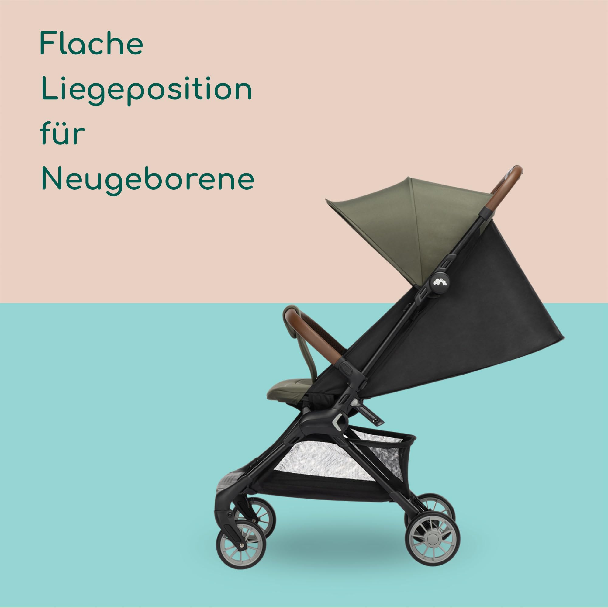 Bebeconfort Zephir, kompakter Baby Kinderwagen, 0–4 Jahre (bis zu 22 kg), leichter Reise Buggy (5.6 kg), in Kabinengröße, flacher und verstellbarer Sitz, Aufbewahrungskorb, Mineral Green