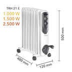 TROTEC Radiator Heizung TRH 21 E – Heizleistung 1000 W / 1500 W / 2500 W – Elektro Heizkörper, 11 Rippen, Raumgröße 30 m² / 75 m³