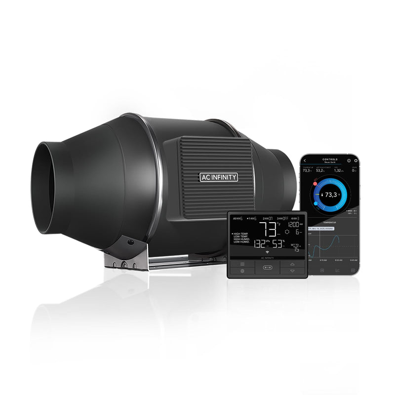 AC Infinity CLOUDLINE PRO T4 – Leises Inline-Lüftersystem 100 mm mit Temperatur-/Feuchtigkeits-VPD-Controller und App-Steuerung, für Grow-Zelte und Hydroponik