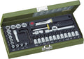 PROXXON Steckschlüsselsatz, Feinmechaniker-Satz mit 1/4"-Umschaltratsche sowie Schraubendrehergriff, 36-teiliges Werkzeug-Set mit Stahlkasten, 23080, 30 x 12.5 x 5 cm