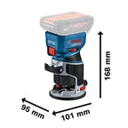 Bosch Professional 18V System Akku-Kantenfräse GKF 18V-8 (inkl. Parallelanschlag, 2x Saugadapter zum Fräsen, Spanschutz, 8-mm-Spannzange, Spannschlüssel, ohne Akku/Ladegerät)