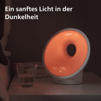 Philips Sleep & Wake-up Light, farbige Sonnenaufgangssimulation, 25 Lichtstärken, mehrere Töne und Musik, Mitternachtslicht, Entspannungs- und Atemfunktion (Modell HF3651/01)