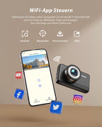 iZEEKER 4K Dashcam Auto, WiFi Dash Cam mit 32GB Karte, Front Auto Kamera mit Nachtsicht, 24/7 Parküberwachung, WDR, 170° Weitwinkel, Loop-Aufnahme, G-Sensor