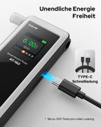 LAFMATE AT-160 Alkoholtester, hochpräziser Promilletester mit Alarmschwelleneinstellung, Breathalyzer mit digitaler LCD-Anzeige, Speicherfunktion, Typ-C-Laden, 10 Mundstücke für Heimgebrauch